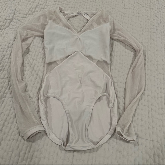 White mesh ballet leotard by Taylored Dancewear S - Picture 2 of 6